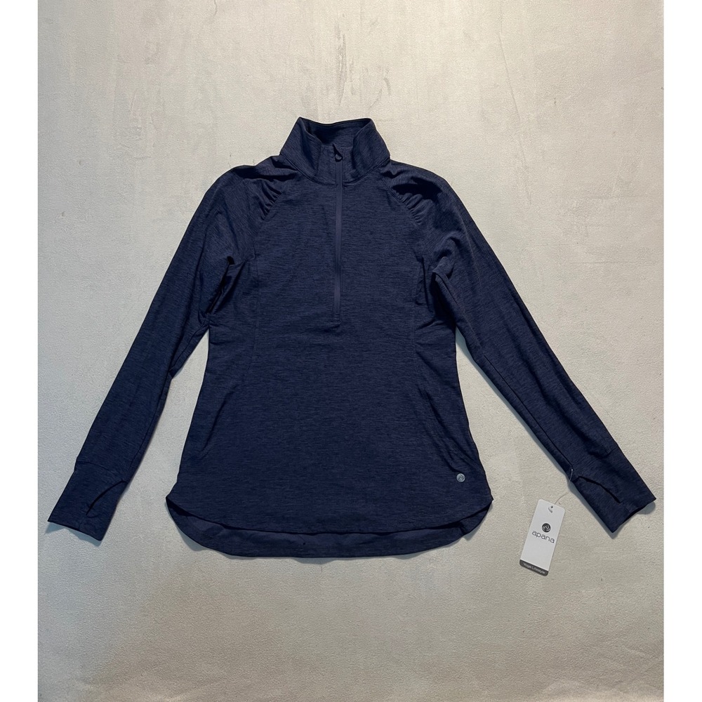 Apana Women Purple Blue Heathered Quarter Zip Pullover Yoga Top Small NWT